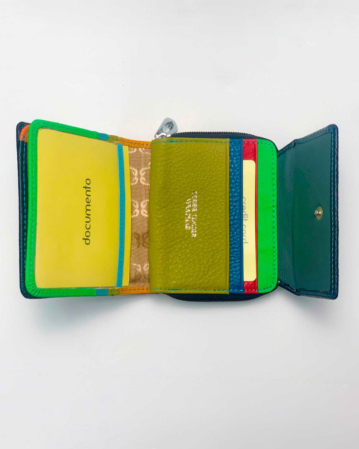 Portafoglio Portamonete Porta Carte donna uomo Artemide in vera pelle artigianale Nero - Alidiluna