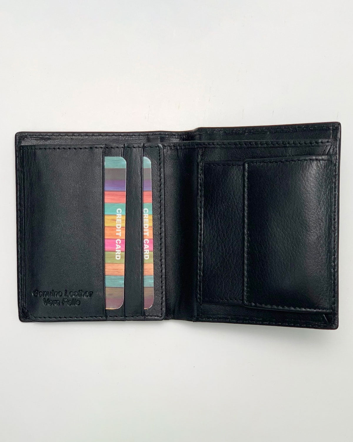 Portafoglio Portamonete Porta Carte uomo Achille in vera pelle artigianale Nero - Alidiluna