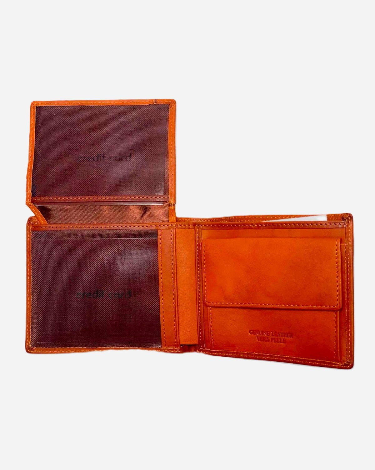 Ercole Men's Wallet Coin Purse Card Holder in Genuine Cognac Handcrafted Leather