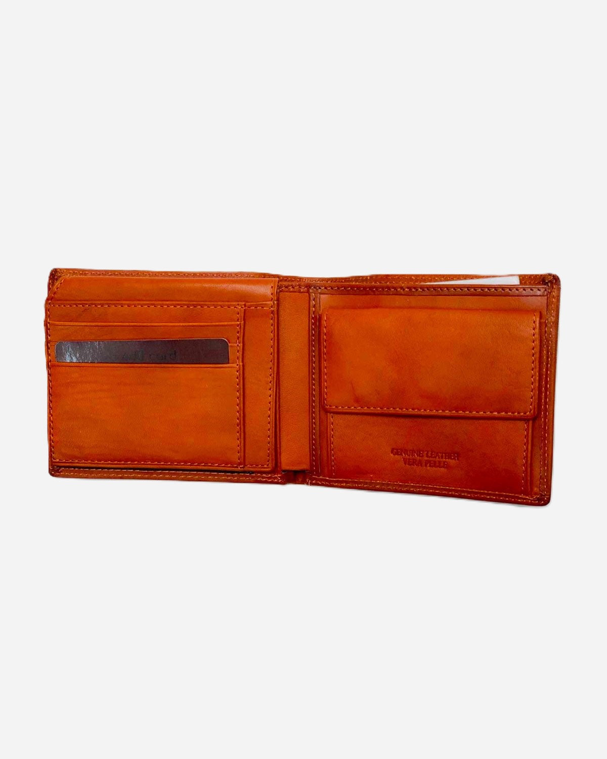 Ercole Men's Wallet Coin Purse Card Holder in Genuine Cognac Handcrafted Leather