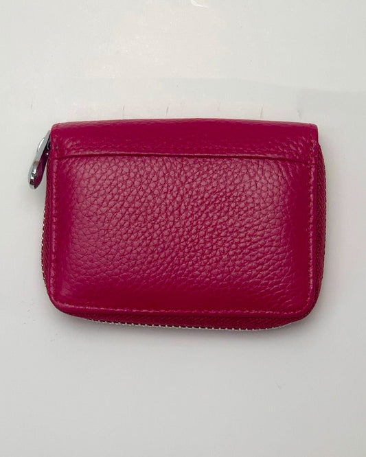 Portamonete Porta Carte donna uomo Venere in vera pelle artigianale Ciclamino - Alidiluna