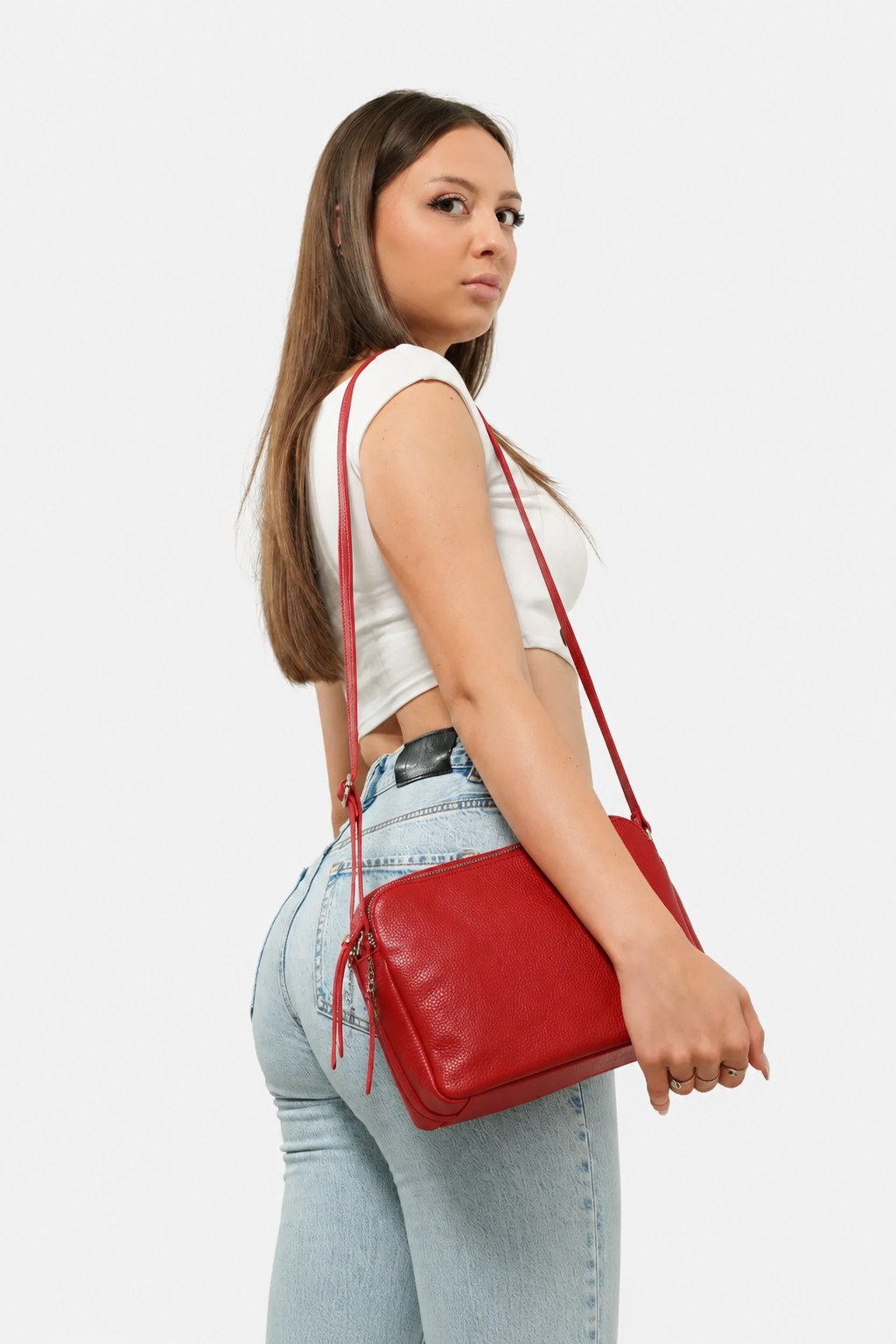 EDVIGE — Borsa a spalla in vera pelle rossa | Made in Italy
