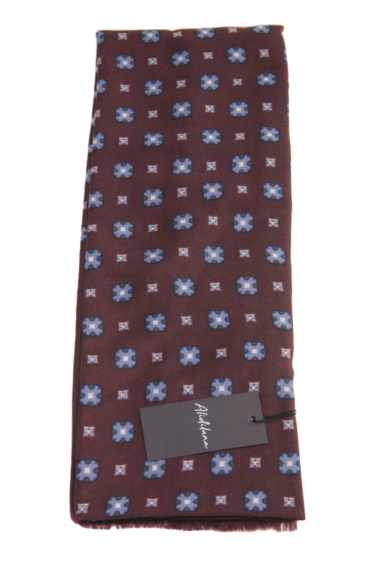 Sciarpa, foulard, Pashmina Uomo/Donna in Acrilico e Lana Bordeaux con Motivo Geometrico Multicolore - Alidiluna