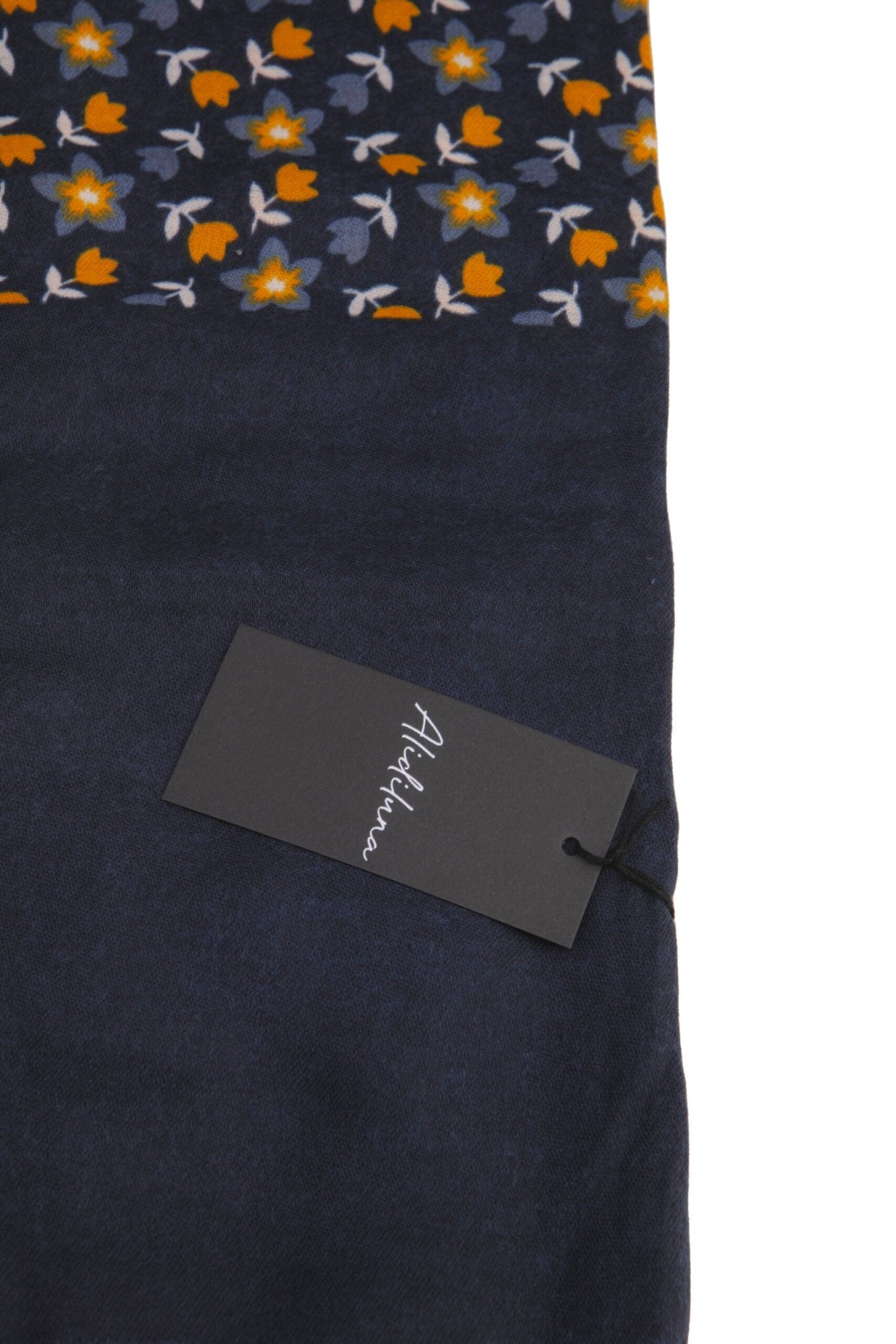 Sciarpa, foulard, Pashmina Uomo/Donna in Acrilico e Lana color blu con piccoli fiori arancio stilizzati vari colori - Alidiluna