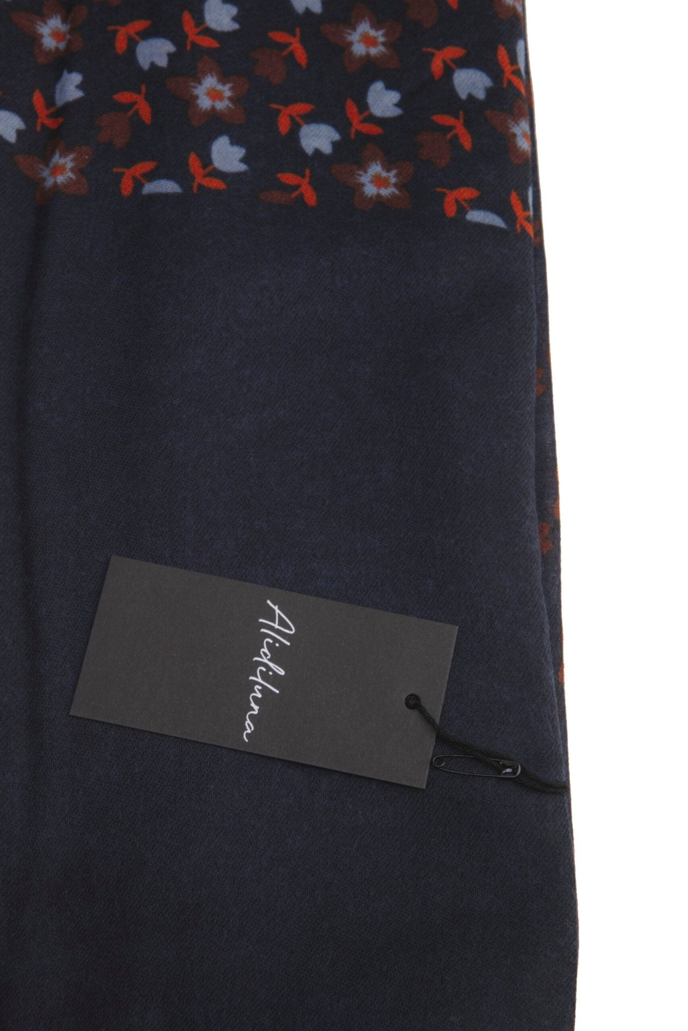 Sciarpa, foulard, Pashmina Uomo/Donna in Acrilico e Lana color blu con piccoli fiori stilizzati vari colori - Alidiluna