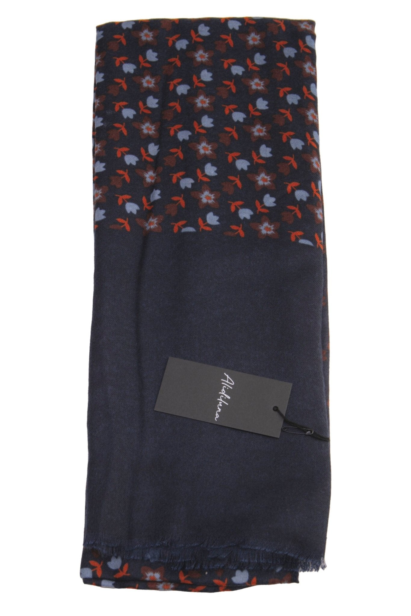 Sciarpa, foulard, Pashmina Uomo/Donna in Acrilico e Lana color blu con piccoli fiori stilizzati vari colori - Alidiluna