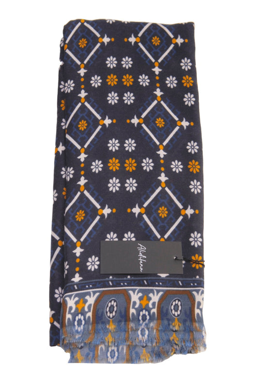 Sciarpa, foulard, Pashmina Uomo/Donna in Lana e Acrilico Blu con motivi geometrici fluoreali - Alidiluna