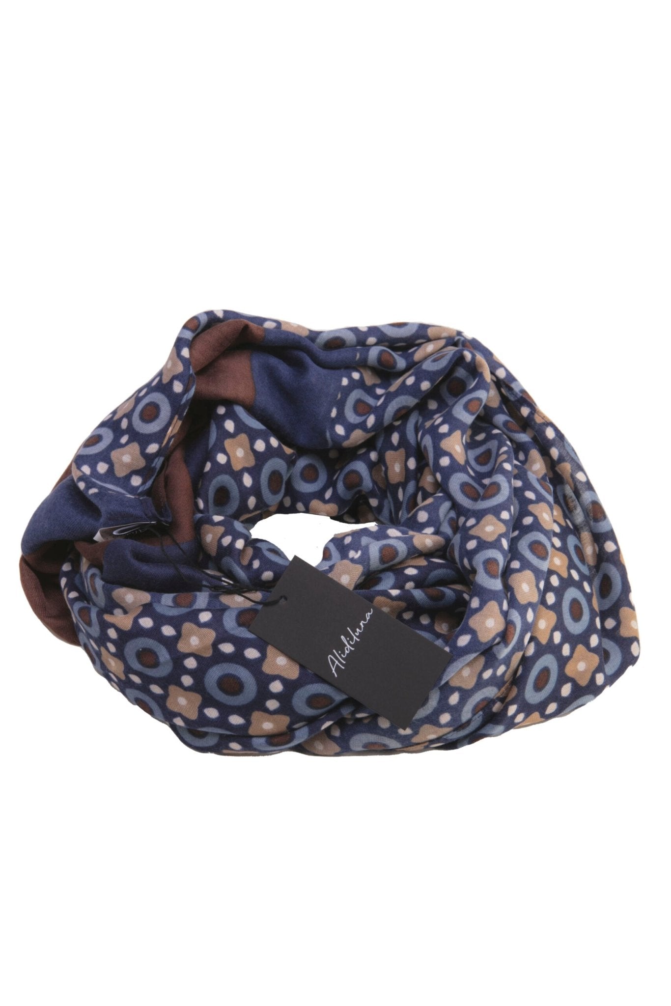 Sciarpa, foulard, Pashmina Uomo/Donna in Lana e Acrilico Blu con motivi geometrici fluoreali - Alidiluna