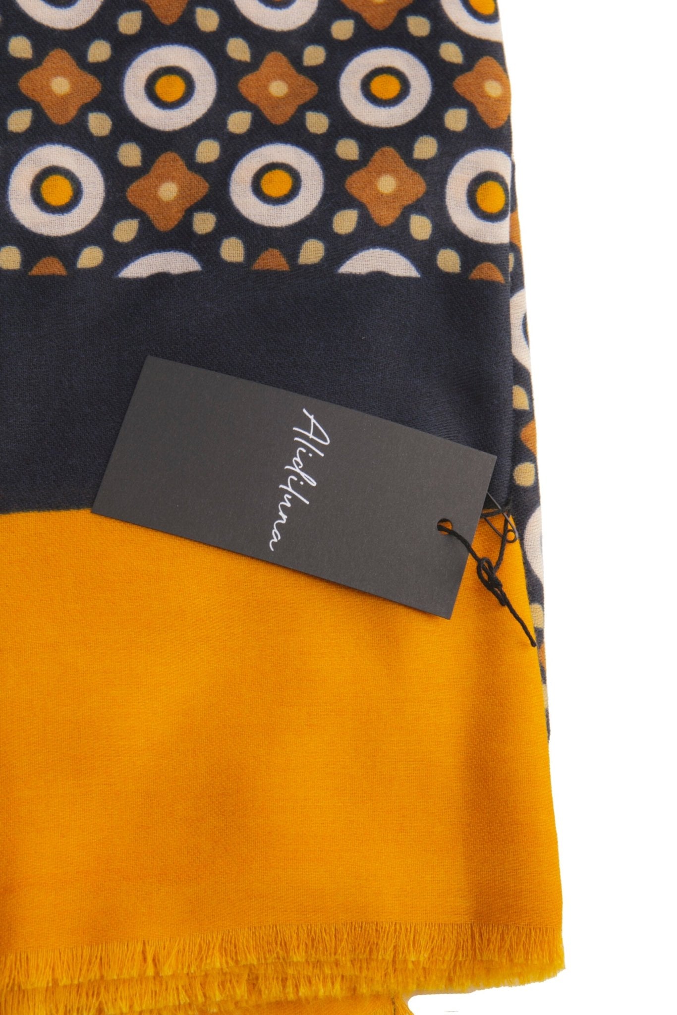 Sciarpa, foulard, Pashmina Uomo/Donna in Lana e Acrilico Blu con motivi geometrici multicolore - Alidiluna