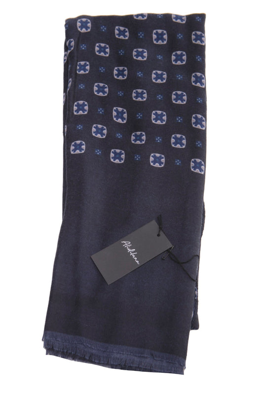 Sciarpa, foulard, Pashmina Uomo/Donna in Lana e Acrilico Blu motivo geometrico Grigio/Blu - Alidiluna