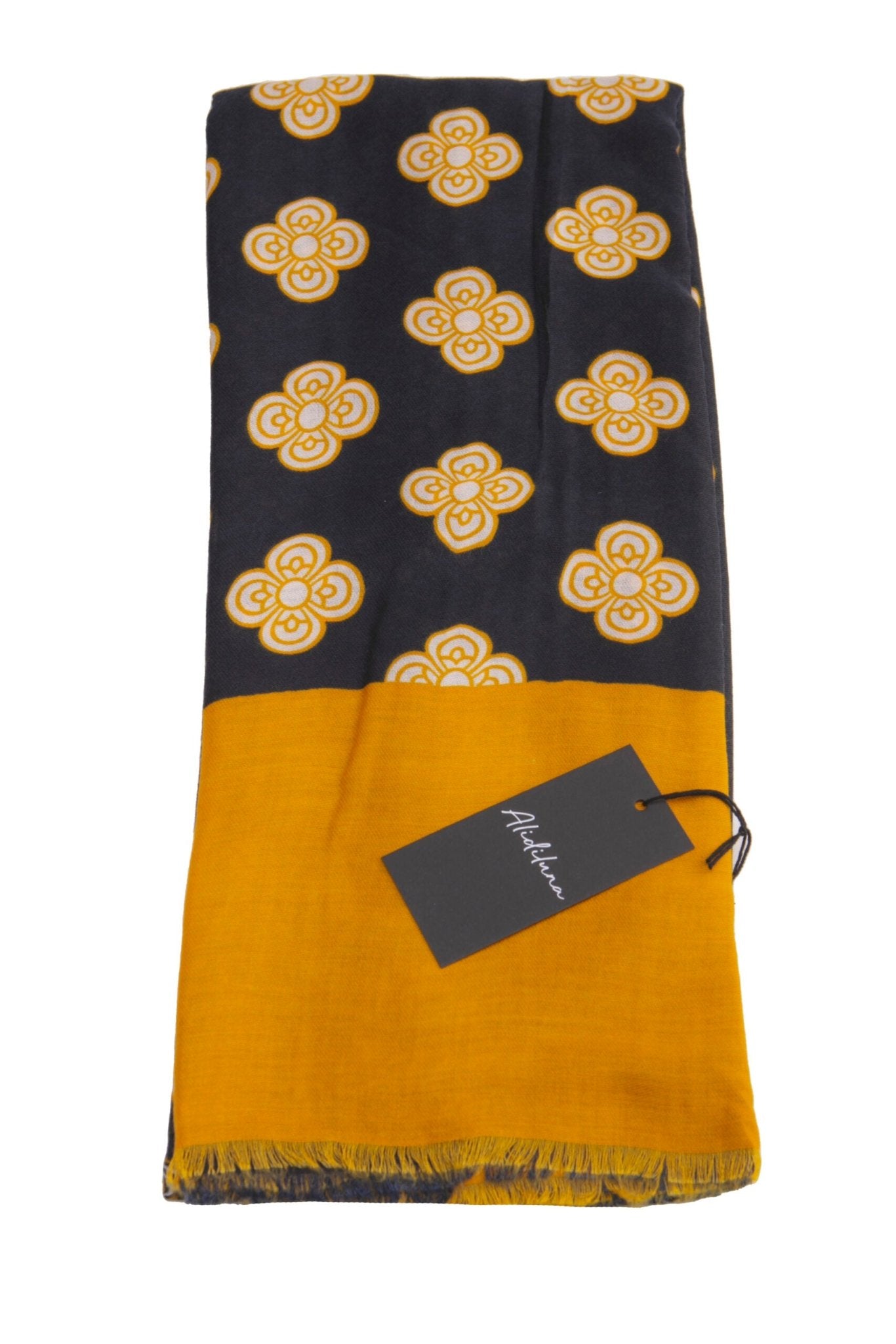 Sciarpa, foulard, Pashmina Uomo/Donna in Lana e Acrilico Blu scuro con Motivo Floreale - Alidiluna