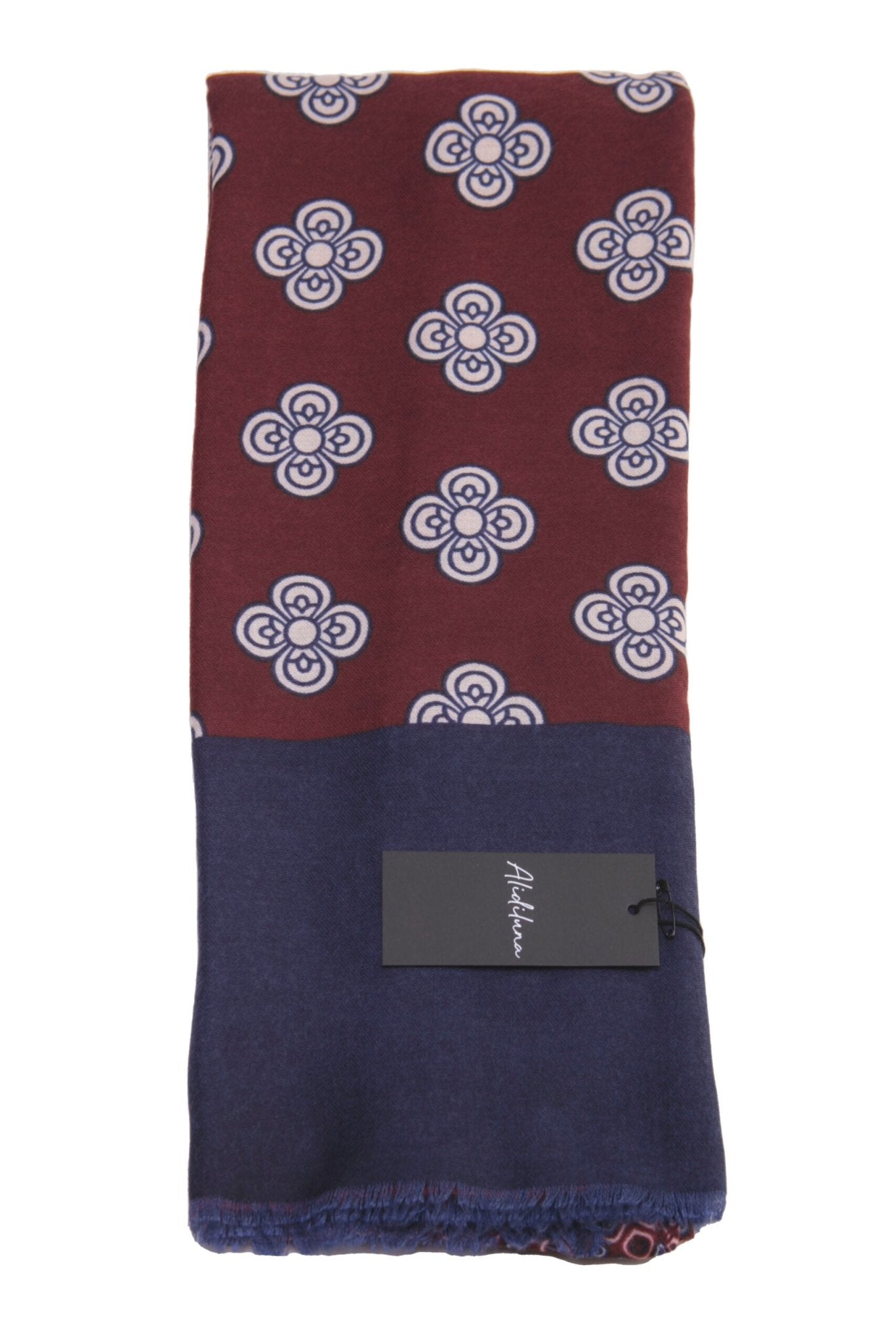 Sciarpa, foulard, Pashmina Uomo/Donna in Lana e Acrilico Rosso con motivi fluoreali Bianchi - Alidiluna