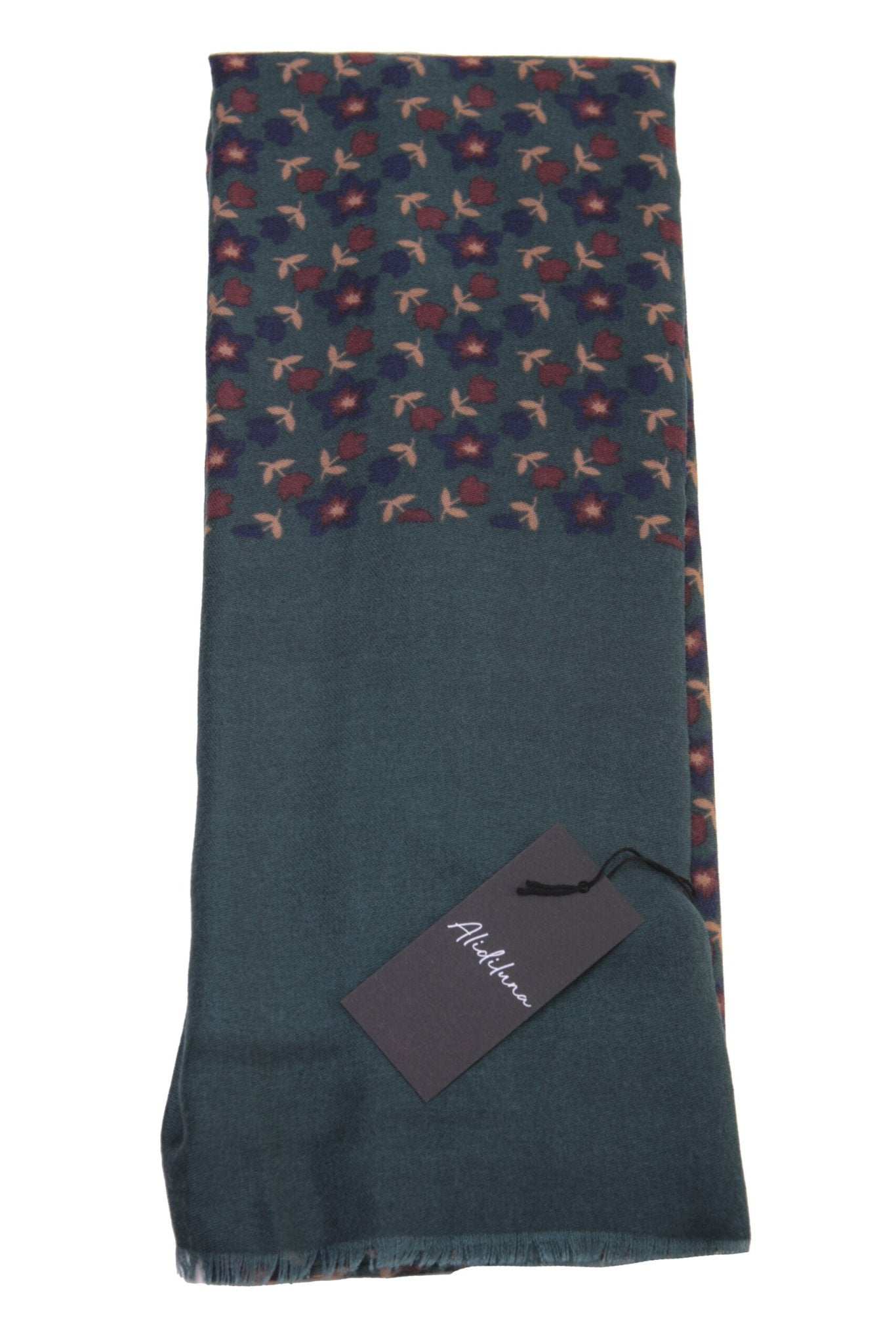 Sciarpa, foulard, Pashmina Uomo/Donna in Lana e Acrilico Verde con motivi fluoreali - Alidiluna