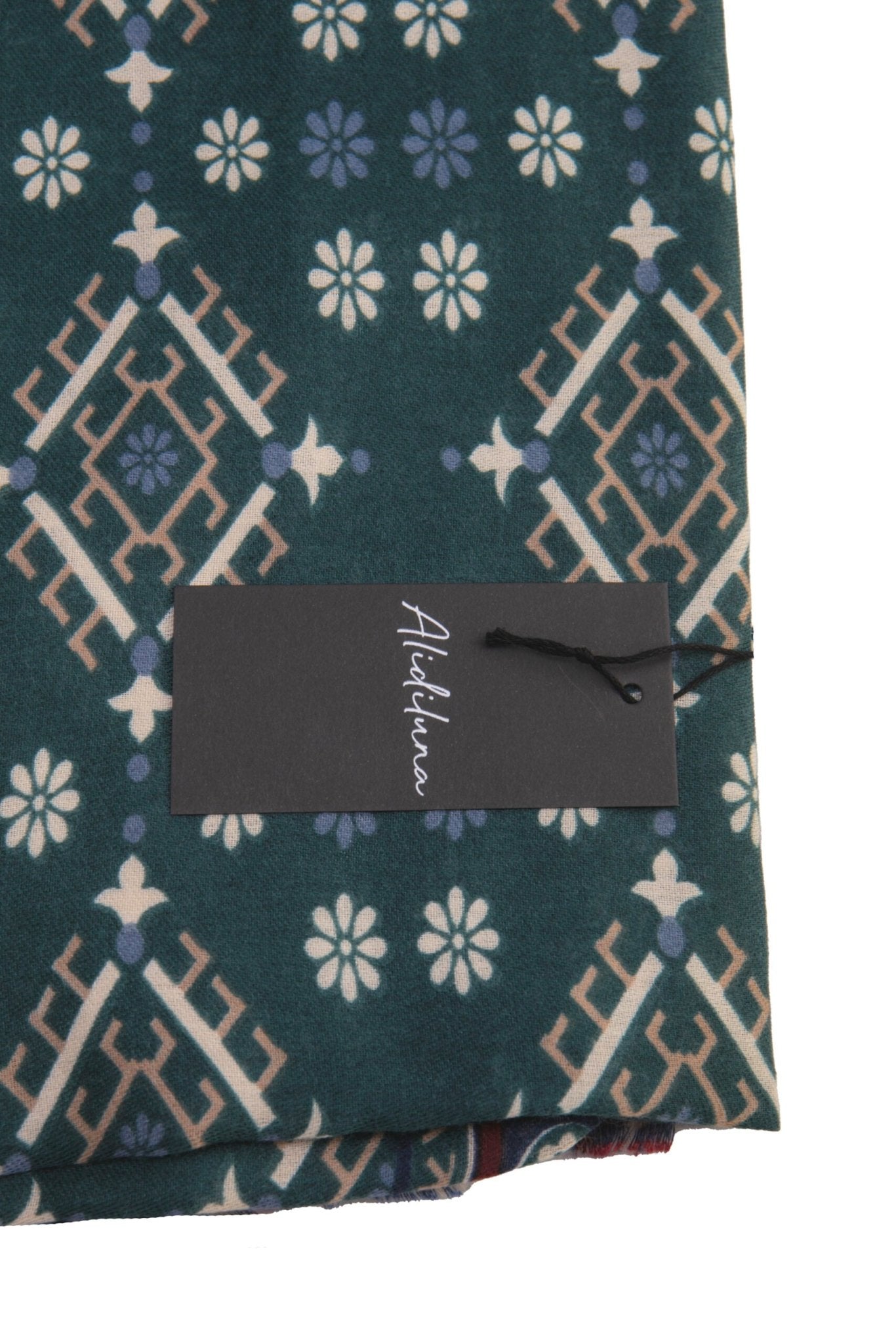 Sciarpa, foulard, Pashmina Uomo/Donna in Lana e Acrilico Verde con motivi geometrici - Alidiluna