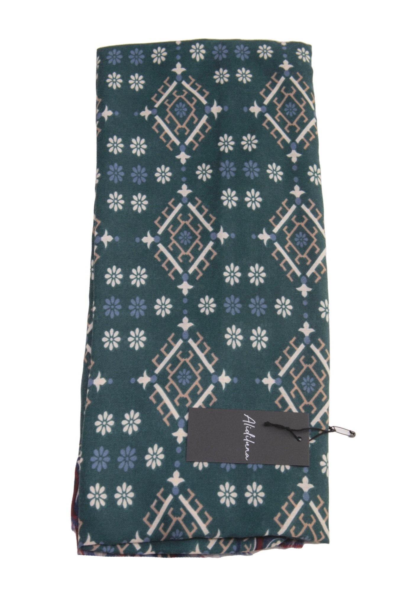 Sciarpa, foulard, Pashmina Uomo/Donna in Lana e Acrilico Verde con motivi geometrici - Alidiluna