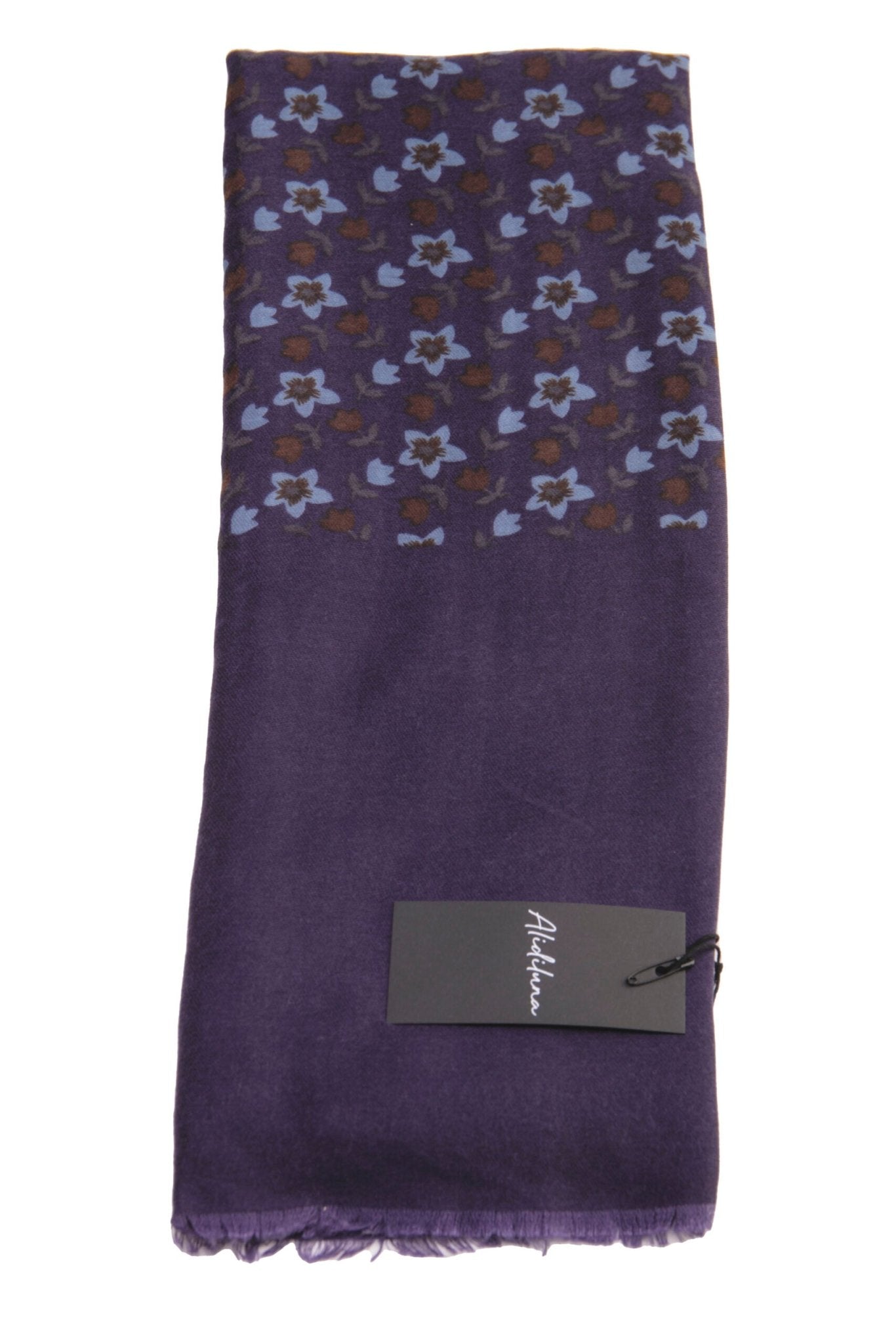 Sciarpa, foulard, Pashmina Uomo/Donna in Lana e Acrilico Viola scuro motivo fluoreale stellato - Alidiluna