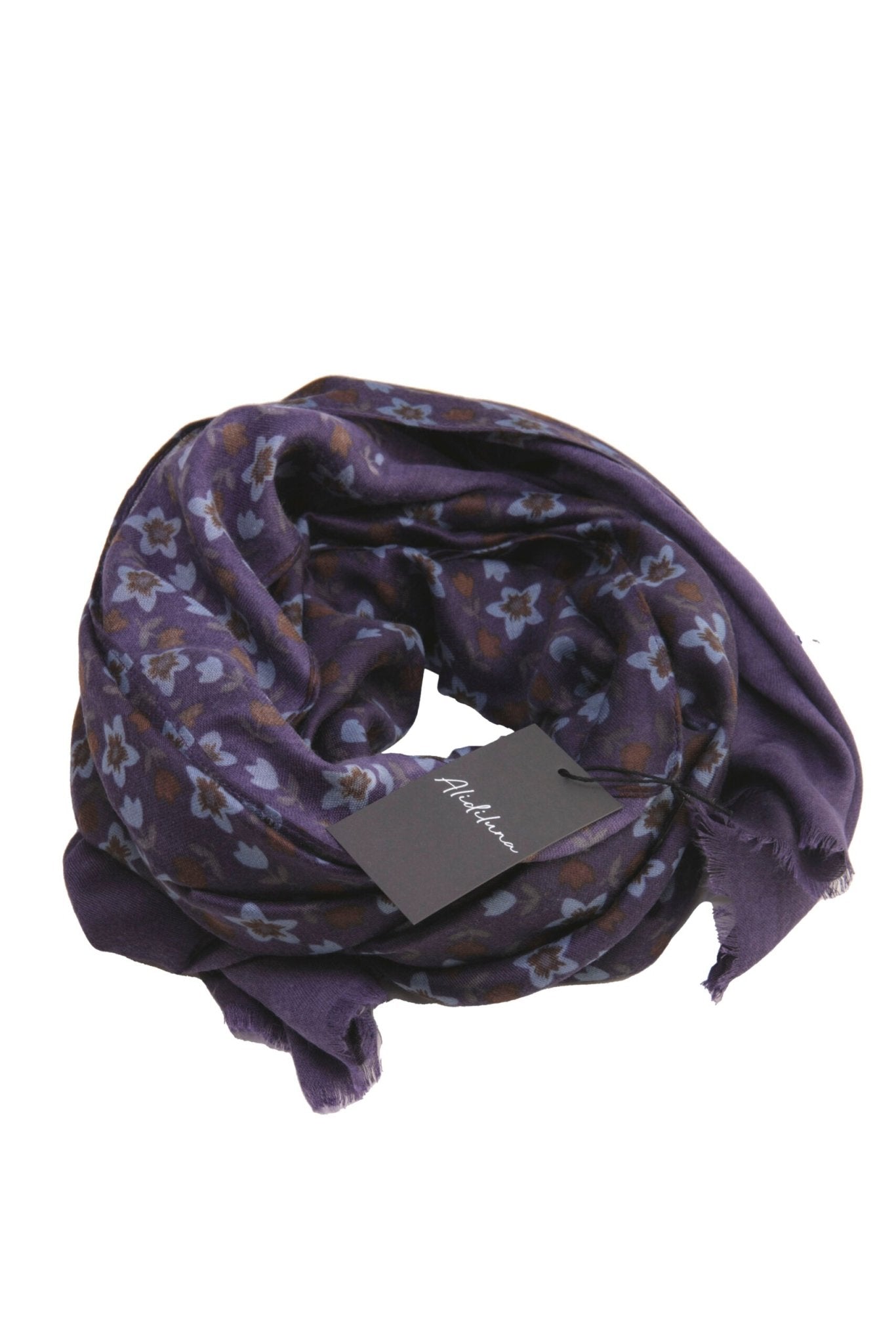 Sciarpa, foulard, Pashmina Uomo/Donna in Lana e Acrilico Viola scuro motivo fluoreale stellato - Alidiluna