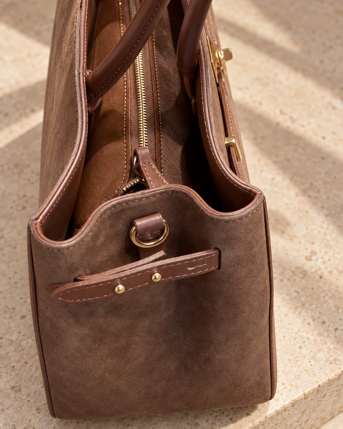 Sole — Borsa in Camoscio Marrone Tabacco
