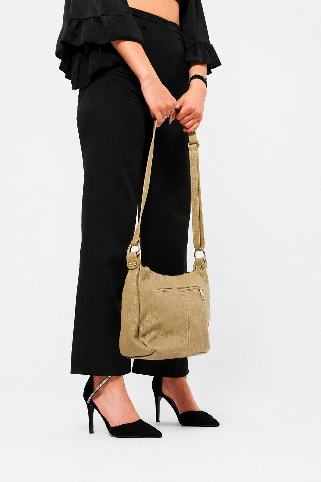 THEA — Borsa a Tracolla in Vera Pelle Taupe | Made in Italy