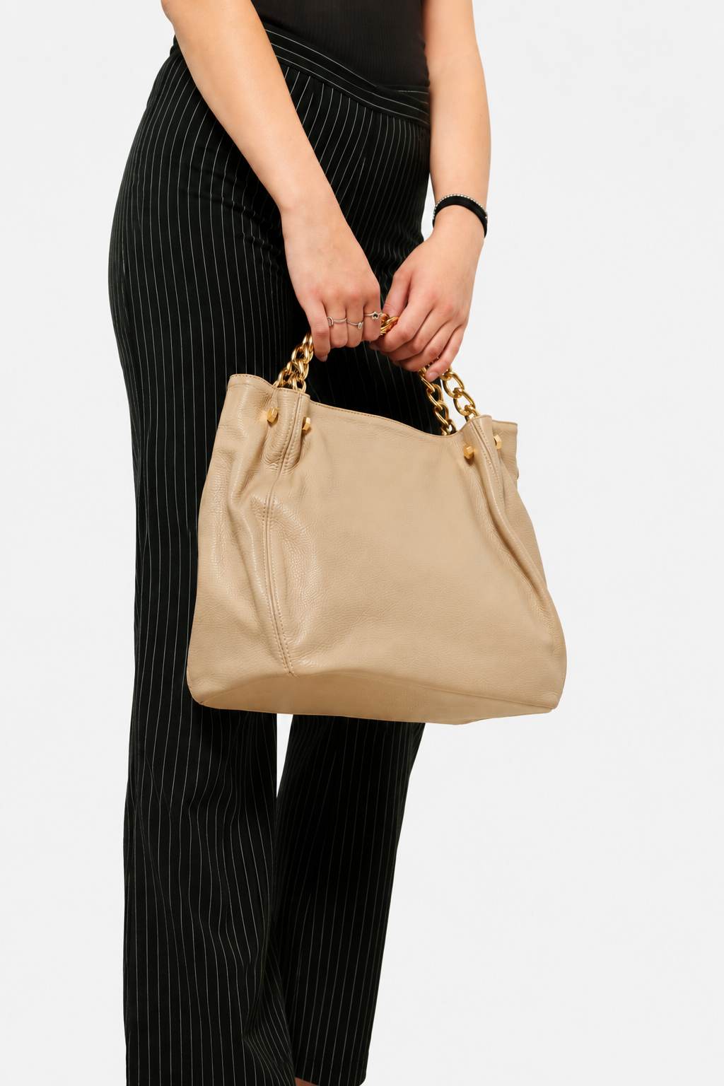 Borsa Spalla Donna VALENTINA in Vera Pelle Taupe | Made in Italy
