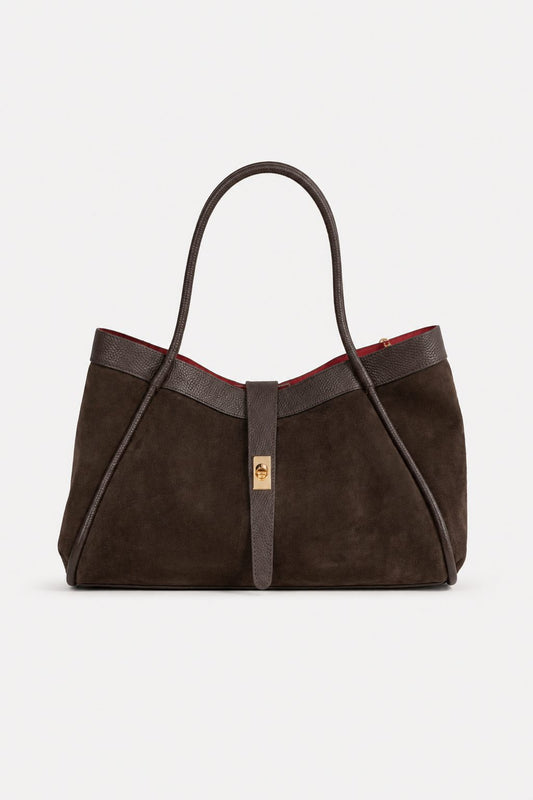 Vanity — Borsa in Camoscio con Pochette estraibile Interna Rossa