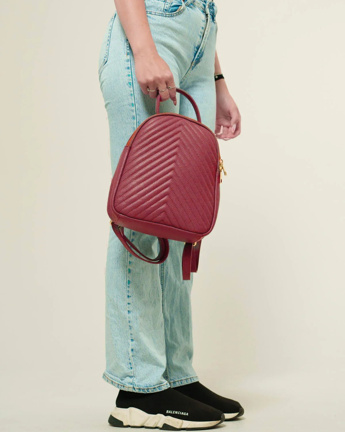 Zaino Donna Cinzia Vera Pelle Rosso Elegante Pratico - Alidiluna