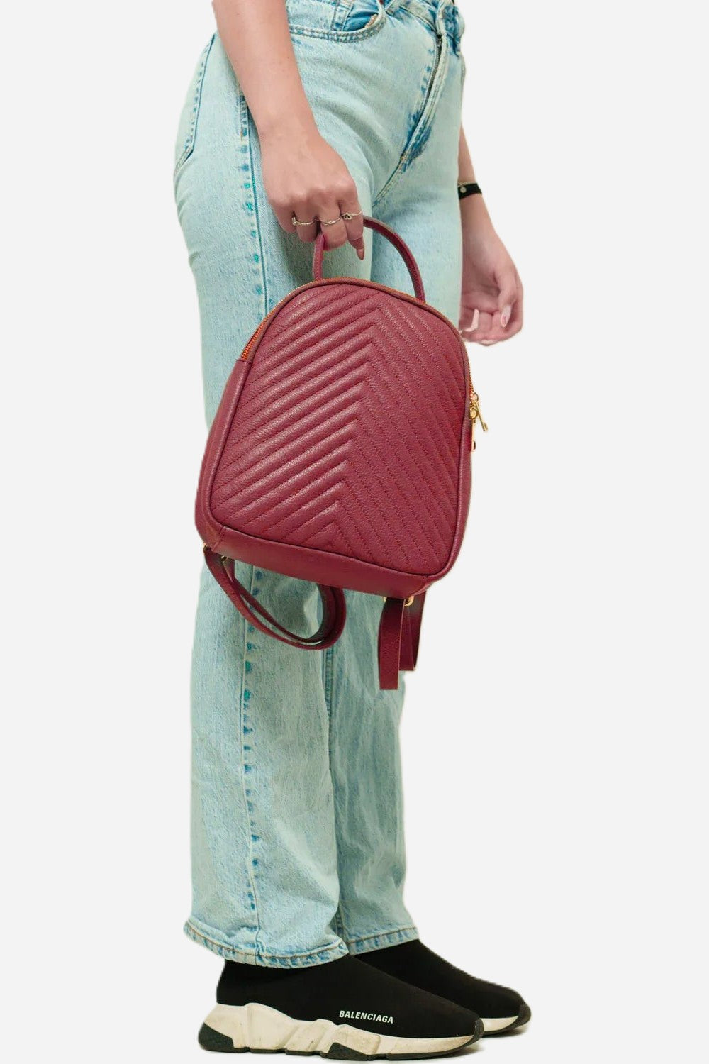 Cinzia Women's Backpack Genuine Leather Red Elegant Practical