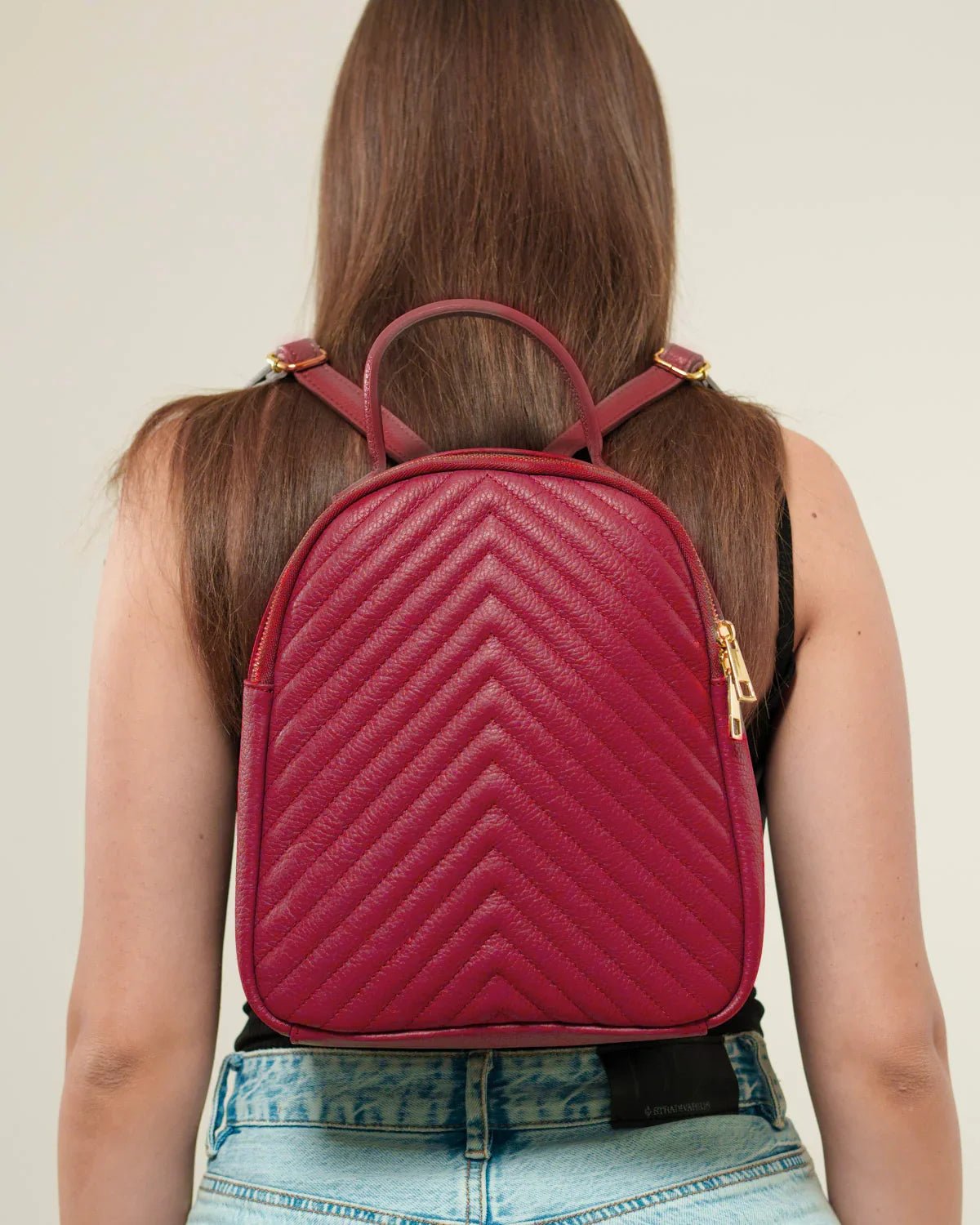 Zaino Donna Cinzia Vera Pelle Rosso Elegante Pratico - Alidiluna