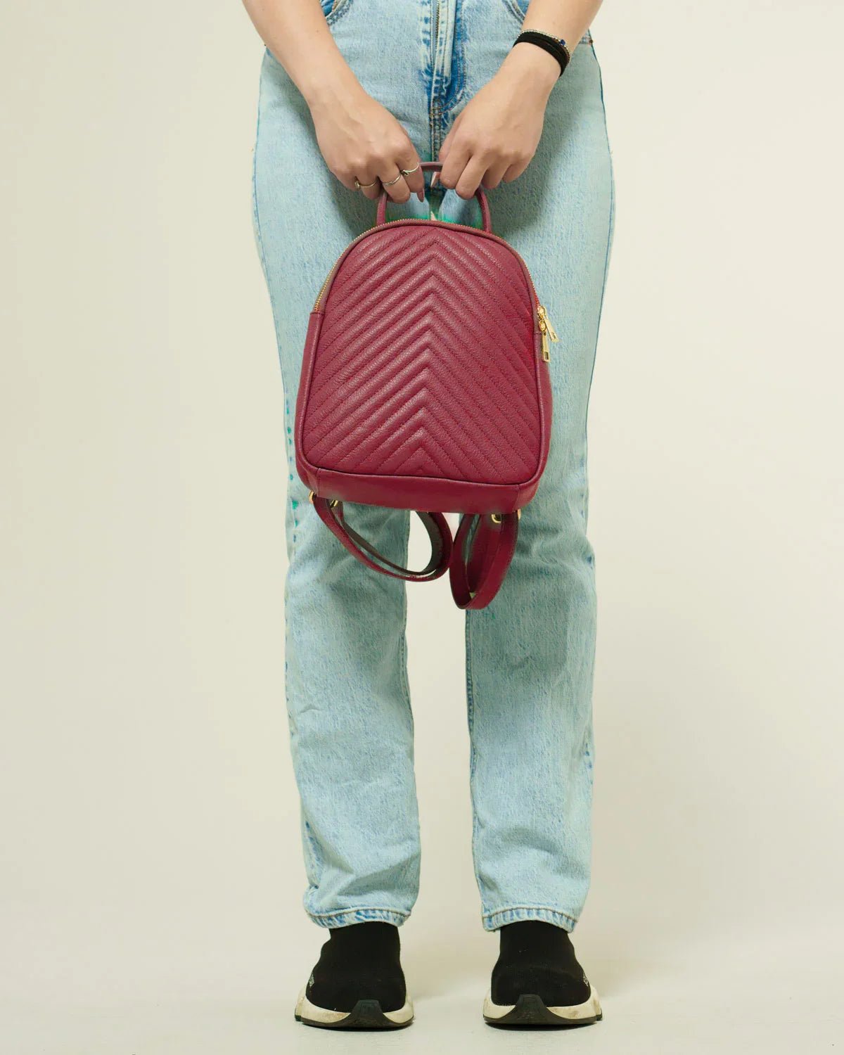 Zaino Donna Cinzia Vera Pelle Rosso Elegante Pratico - Alidiluna