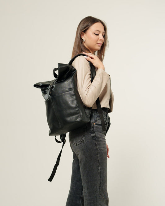 Zaino donna Leda in Ecopelle Nero porta pc - Alidiluna