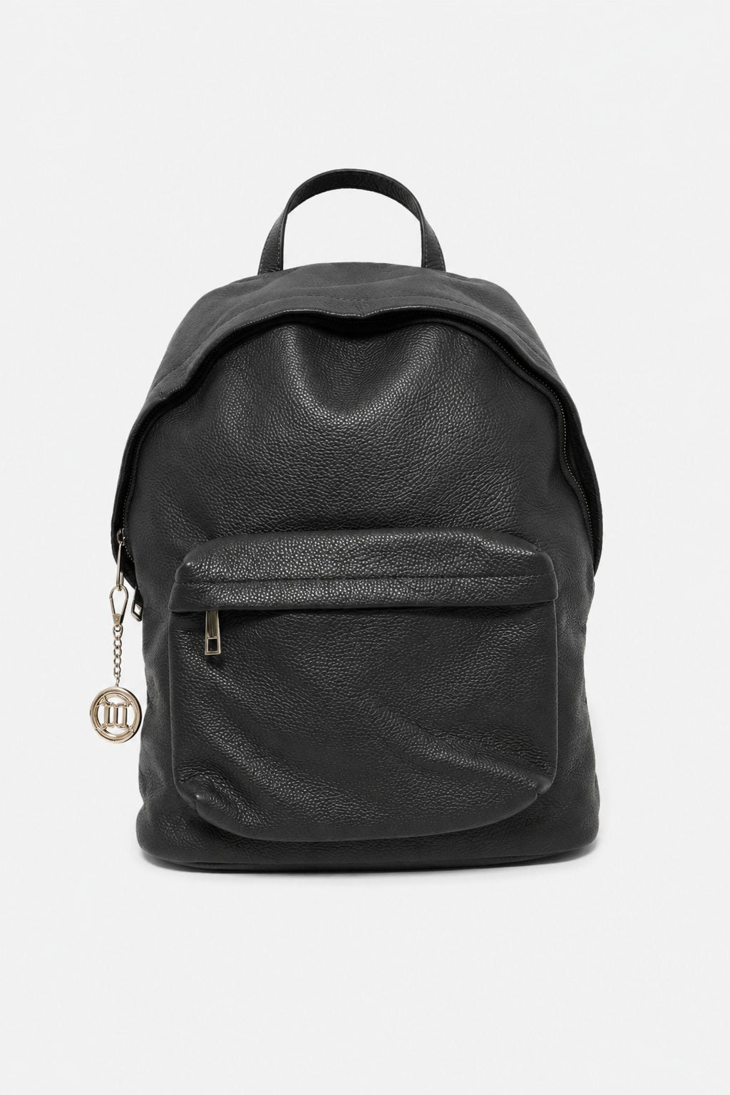 Federica women's backpack in genuine black leather with laptop compartment and zip pockets